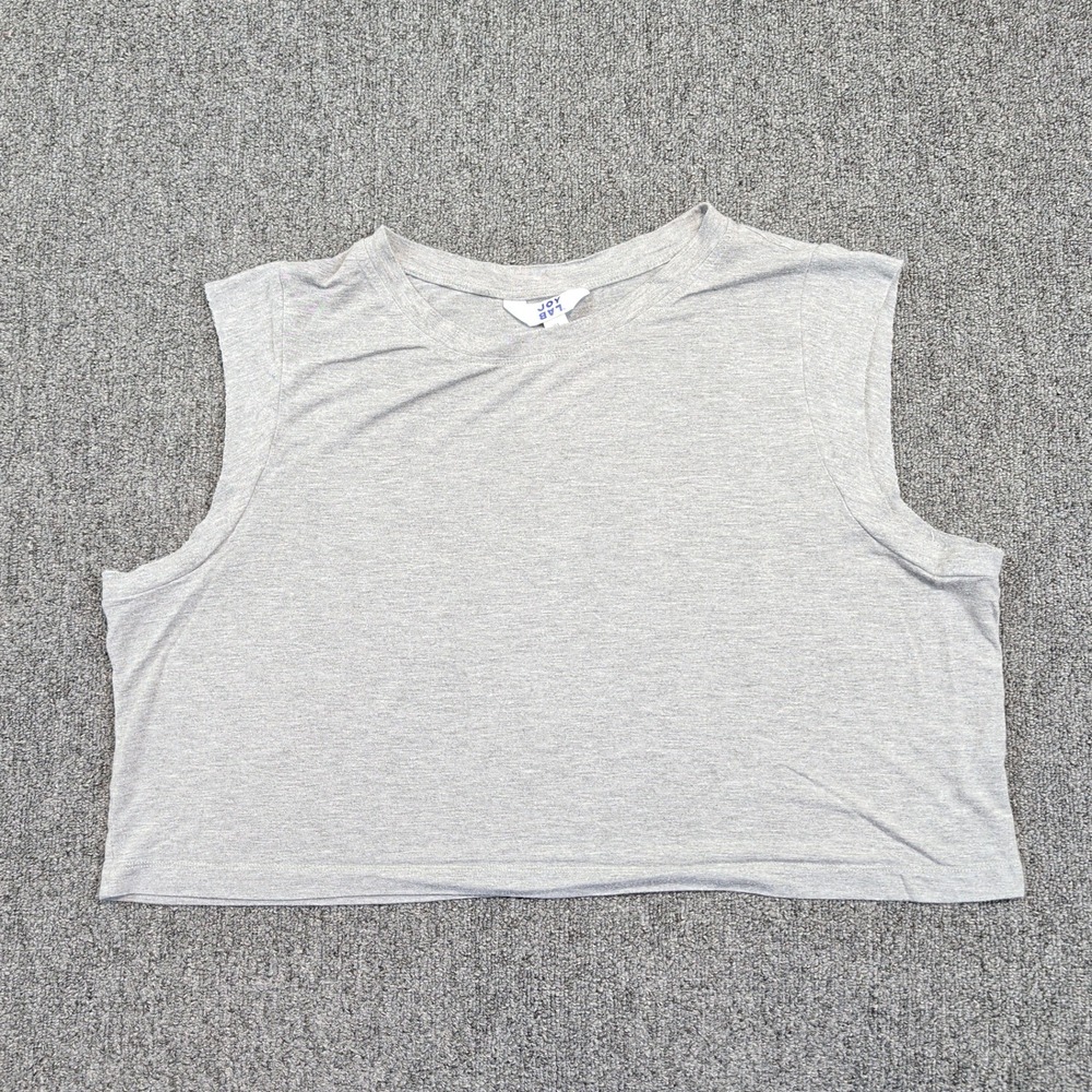 JoyLab Modern Muscle Tank Top XL Gray Crop Athleisure Gym Activewear Sleeveless